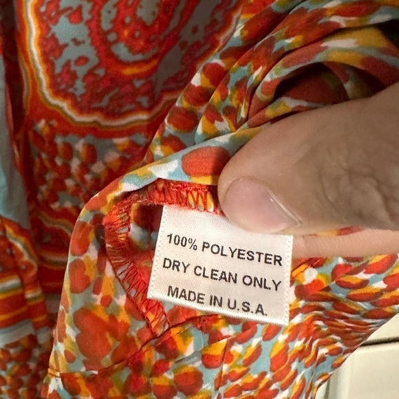 Glam open shoulder paisley print orange red blue dress l large - Picture 3 of 3